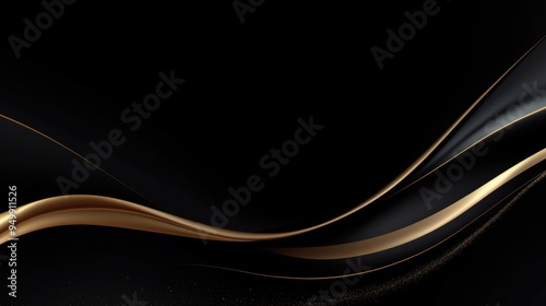 Free abstract black background with gold wave