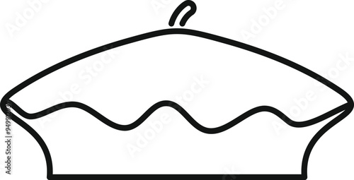 This simple black and white vector graphic represents a beret, a soft, round, visorless hat