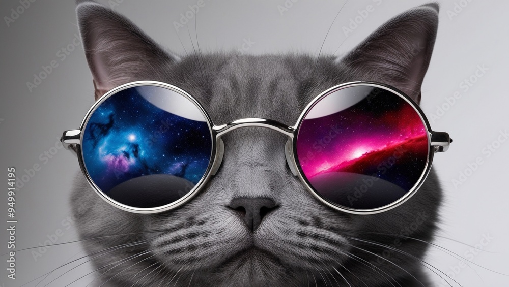 fashionable grey cat in sunglasses close-up fashionable grey cat in sunglasses close-up