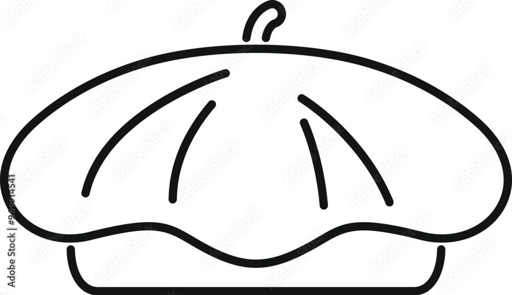 This minimalist line art drawing represents a classic french beret, evoking a sense of parisian style and artistic flair This minimalist line art drawing represents a classic french beret, evoking a sense of parisian style and artistic flair