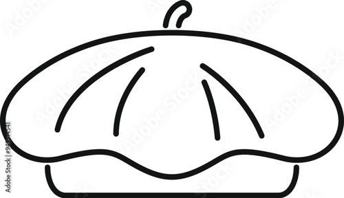 This minimalist line art drawing represents a classic french beret, evoking a sense of parisian style and artistic flair