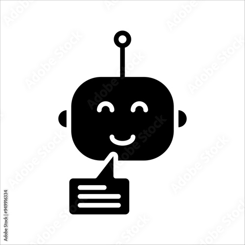 Chat bot icon, Robot, support bot, online support service, Chat bot for customer service, virtual assistant, Artificial intelligence robot, on white background.