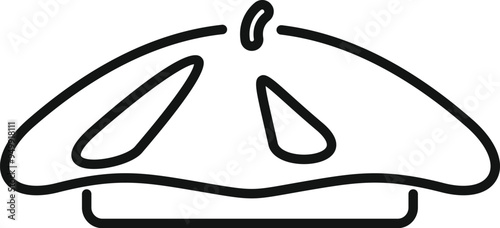 Simple line art drawing of a french beret, capturing the essence of french style and culture