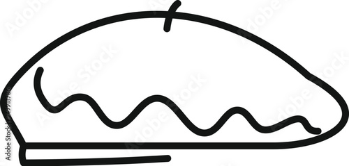 Simple line drawing of a french hat representing french culture