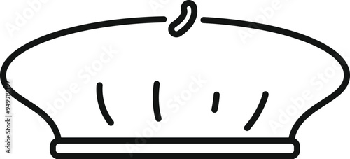 Simple line drawing of a classic french beret, evoking parisian charm and artistic flair