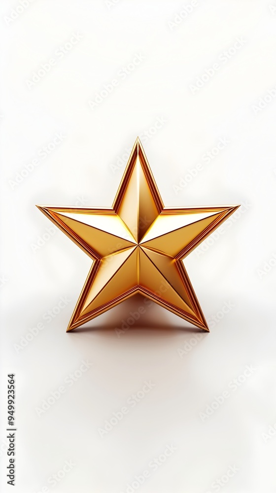 Golden Geometric Star Icon Representing Excellence and Achievement on White Background Golden Geometric Star Icon Representing Excellence and Achievement on White Background