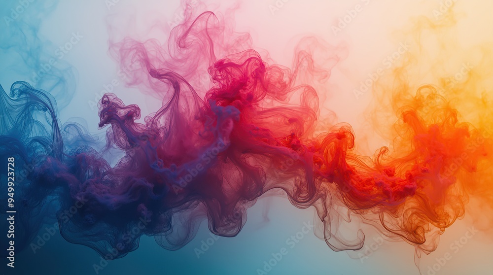 Obraz premium Colorful ink and smoke waves creating abstract art in motion