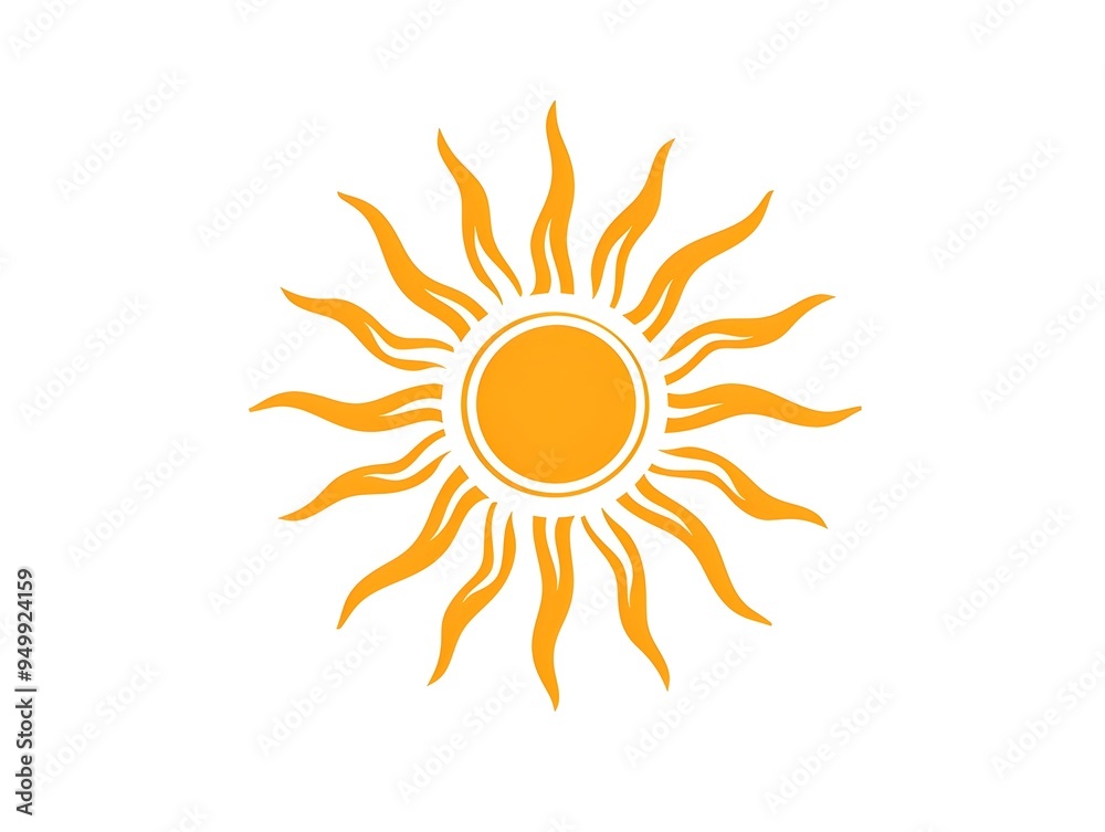 Simple Sun Icon Representing Weather and Sunshine on Isolated White Background