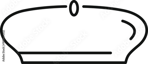 This simple black and white line art icon represents a classic french beret, often associated with artists, intellectuals, and french culture