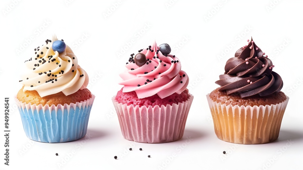 Cute Cupcake Icon Representing Delectable Desserts and Joyful on White Background with Copy Space Cute Cupcake Icon Representing Delectable Desserts and Joyful on White Background with Copy Space