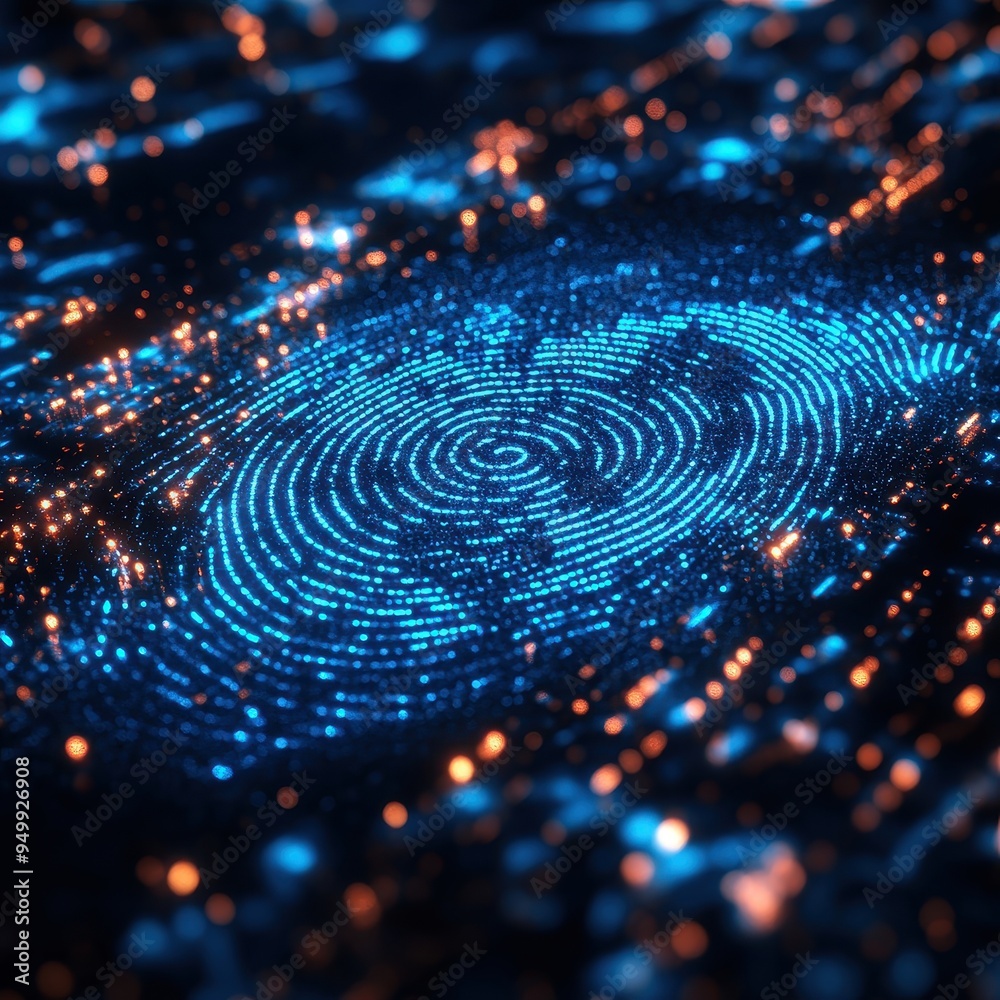 Abstract Fingerprint Pattern with Blue and Orange Lights. Abstract Fingerprint Pattern with Blue and Orange Lights.