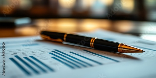 Wallpaper Mural Simple Financial Graph with Bar Charts and Pen Pointing Torontodigital.ca