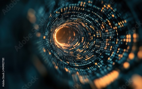 Wallpaper Mural Abstract Binary Code Tunnel - Digital Technology and Data Background Torontodigital.ca