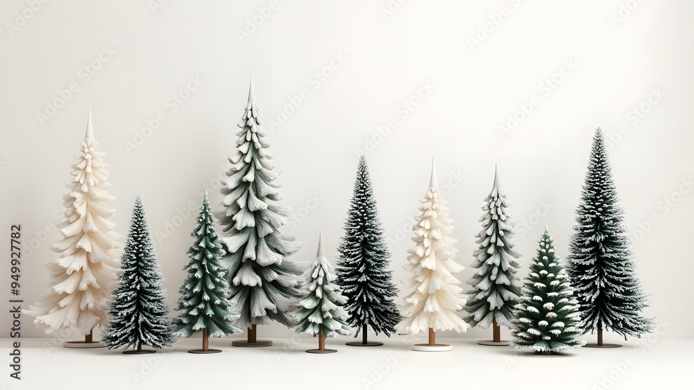 Festive Christmas 2025 Background with Stylized Trees and Snowflakes