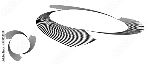 Spiral with black lines as dynamic abstract vector background or logo or icon. Abstract background with lines in circle. Artistic illustration with perspective on white background.