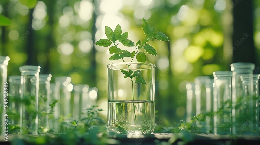 Siberian Plant in a Test Tube with Minimalist Background Siberian Plant in a Test Tube with Minimalist Background