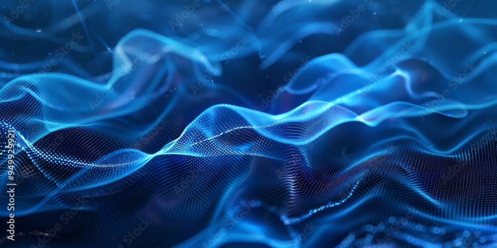 Abstract blue particles wave flowing in cyberspace Abstract blue particles wave flowing in cyberspace