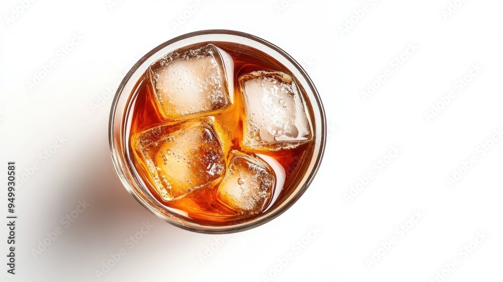 A glass of iced tea with ice cubes in it A glass of iced tea with ice cubes in it
