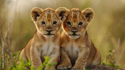 Two Adorable Lion Cubs