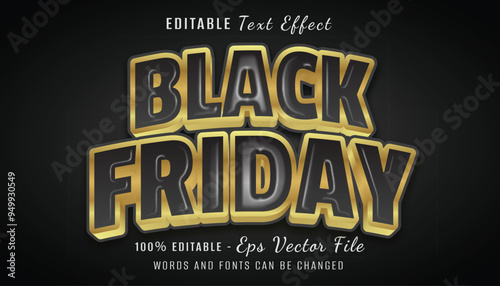 black friday gold 3d text effect design