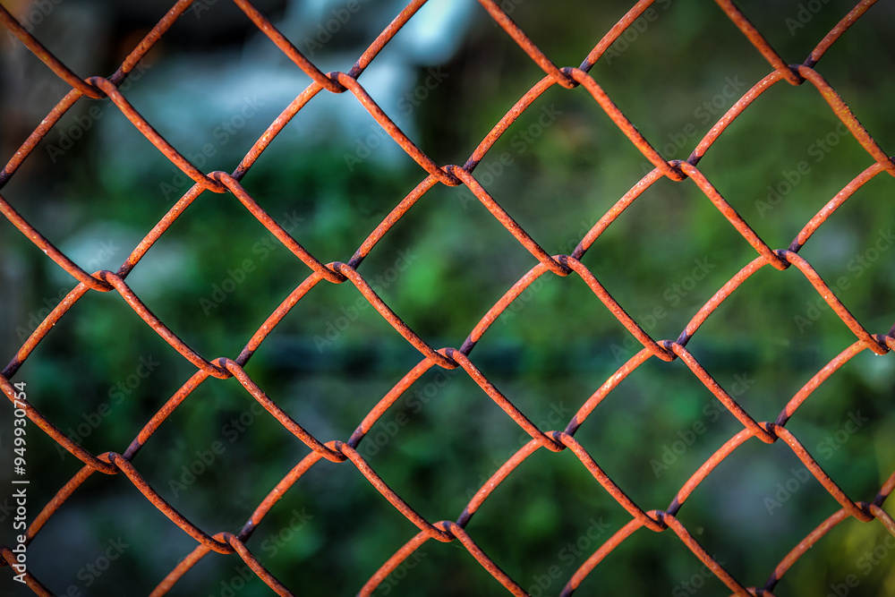 Fototapeta premium Rusty metal wire fence texture