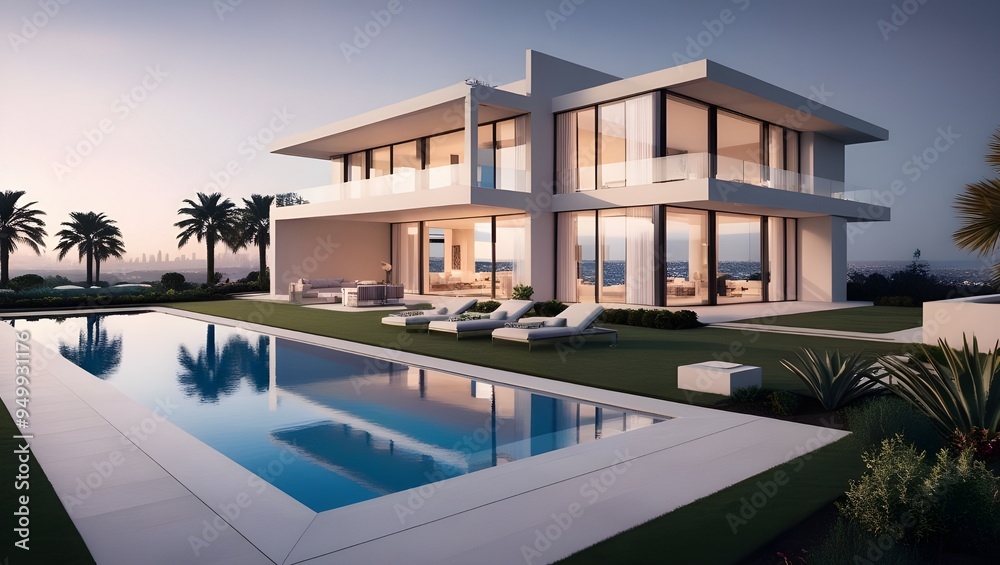 Obraz premium Modern real estate property design AI generative, architecture for real estate, Contemporary architecture for real estate properties