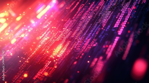 Fototapeta Naklejka Na Ścianę i Meble -  Abstract Red and Purple Digital Data Flow Background.