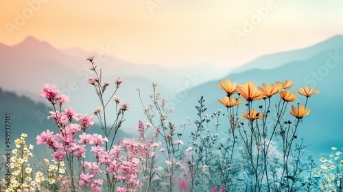 A calming collage featuring serene landscapes, gentle colors, and positive affirmations, promoting relaxation and mindfulness.