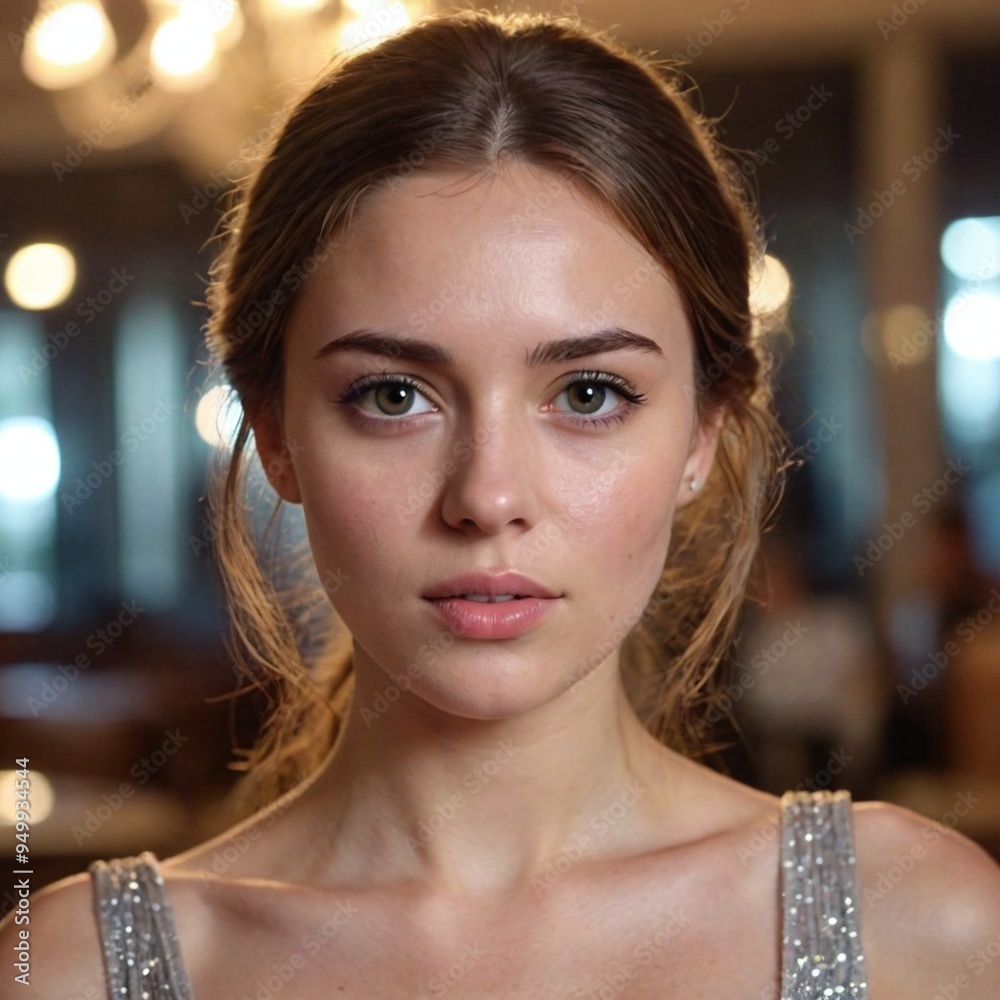 Portrait of young woman with natural expression Portrait of young woman with natural expression