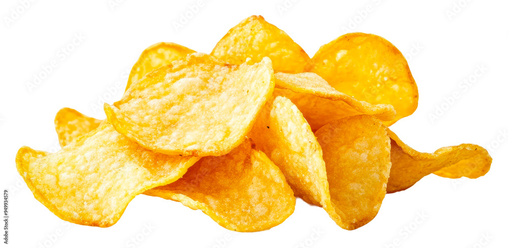 Golden crispy chips isolated on transparent background Golden crispy chips isolated on transparent background