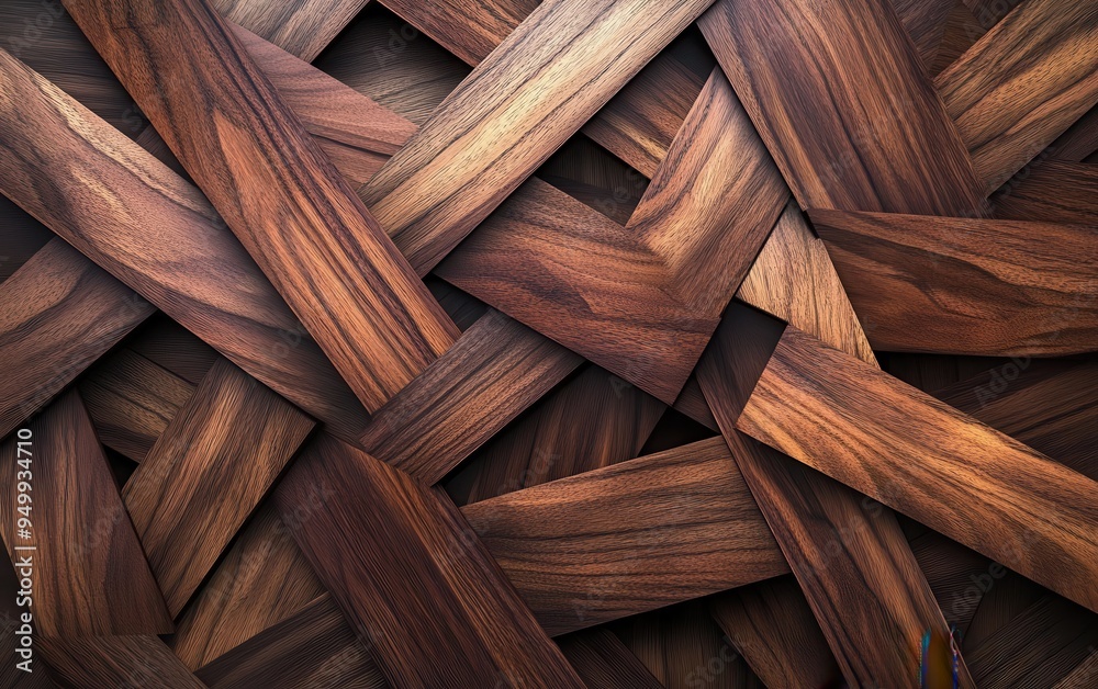 Abstract Geometric Pattern of Intertwined Brown Wooden Planks. Abstract Geometric Pattern of Intertwined Brown Wooden Planks.