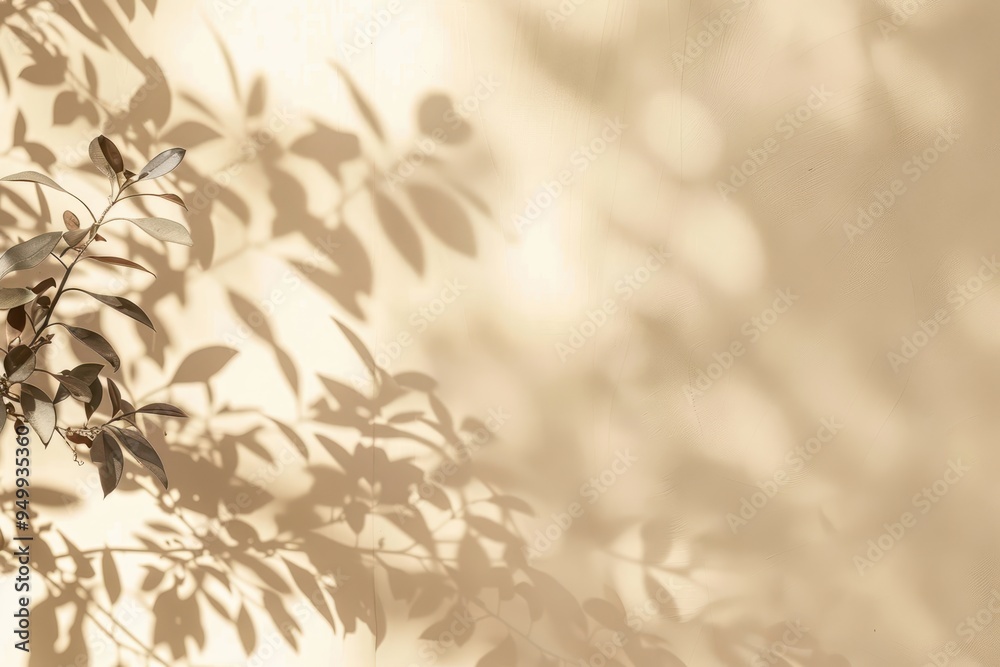 Naklejka premium Abstract Leaf Shadows on a Cream Wall