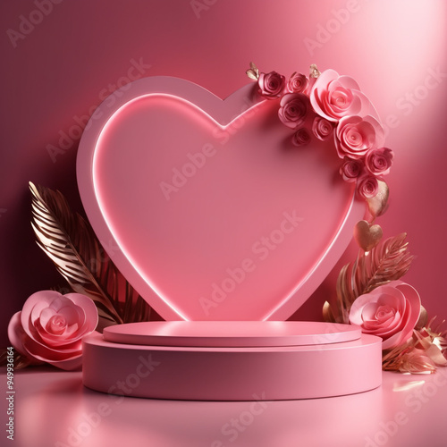 Valentines day podium for product display valentines background

