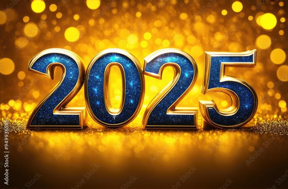 silver letters 2025 on golden bokeh background. new year celebration silver letters 2025 on golden bokeh background. new year celebration
