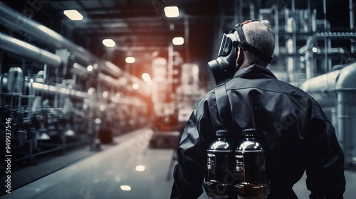 Wallpaper Mural Chemical leak and safety first concept. Chemical specialist wear safety uniform and gas mask. Neural network ai generated art Torontodigital.ca