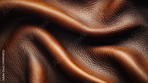 Brown leather is forming beautiful wavy shapes background