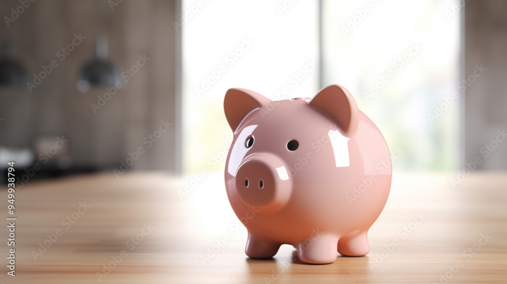 Fototapeta premium Concept of saving money, piggy bank on black background