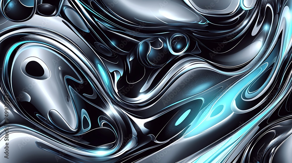 Abstract Swirling Pattern with Blue Glowing Lines Abstract Swirling Pattern with Blue Glowing Lines