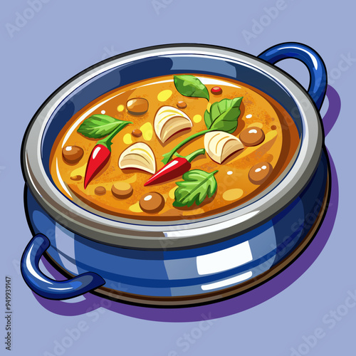 Delicious Curry Illustration Vector - Perfect for Culinary Projects