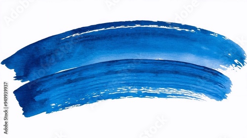 Blue color of bright brush stroke isolated on background, abstract watercolor paint stoke for element decoration or banner.