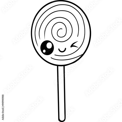 Cute candy lollipop character drawing