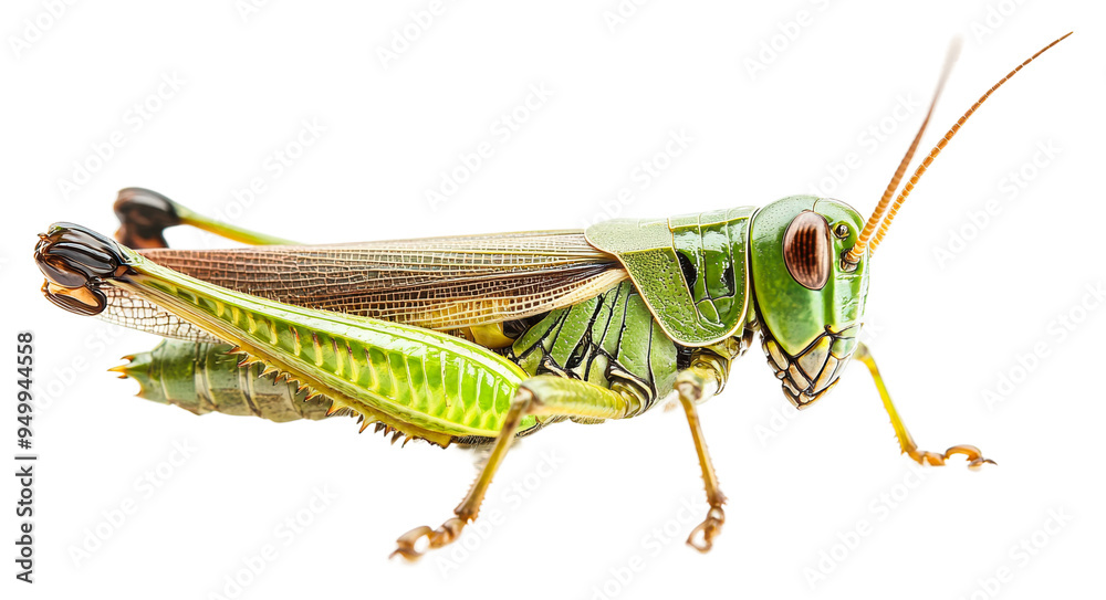 Green grasshopper resting isolated on transparent background Green grasshopper resting isolated on transparent background