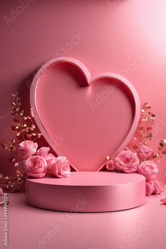 Valentines day podium for product display valentines background
