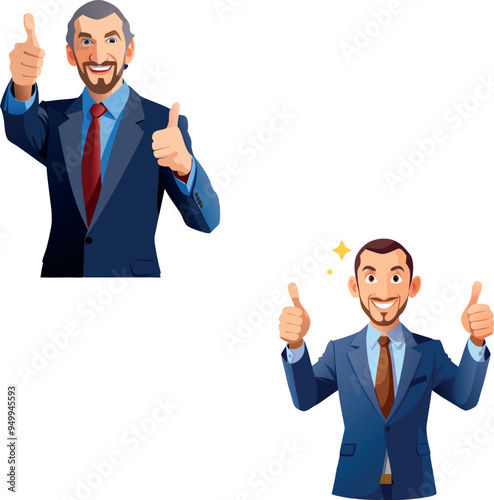 Smiling businessman showing thumbs up approving your project-