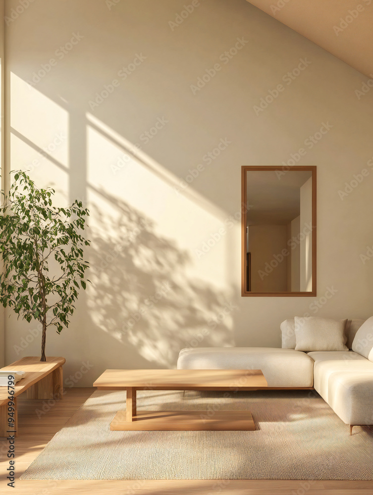 Fototapeta premium Minimalist cozy home interior design of modern living room