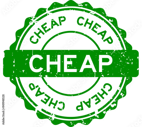 Grunge green cheap word round rubber seal stamp on white background