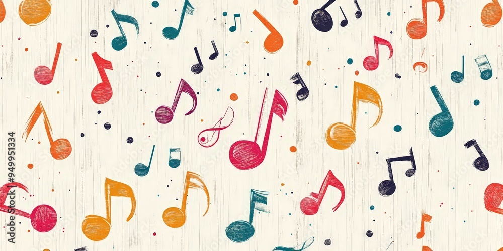 Colorful Musical Notes Pattern on Sheet Music Colorful Musical Notes Pattern on Sheet Music