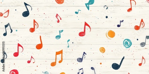 Wallpaper Mural Colorful Musical Notes Pattern on Sheet Music Torontodigital.ca