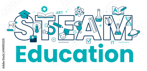 Educational and Self-Development Concept icons. Concept for trainings, seminars, back to school, online courses. Online learning. Steam education.