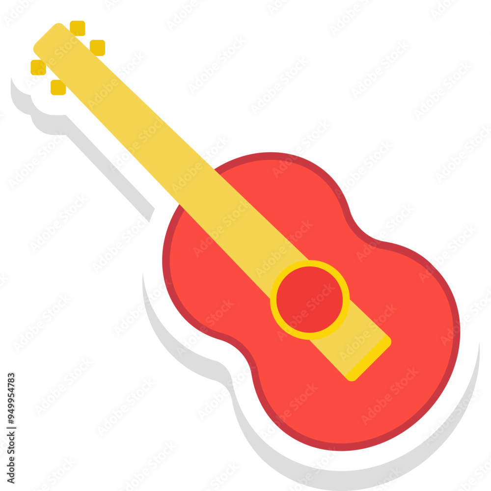 Guitar sticker vector icon in isolated background 